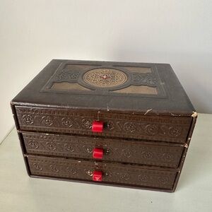 Durand leather look art deco vintage box three drawers